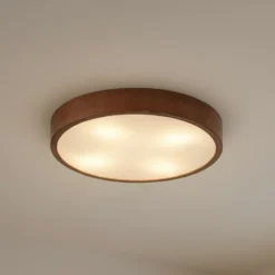 Lámpara de techo Lindby Tanju, Ø 50 cm, madera de caucho, 4 luces, E27