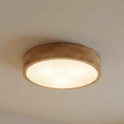 Lámpara de techo Lindby Tanju, Ø 40 cm, 3 luces, madera de caucho, E27