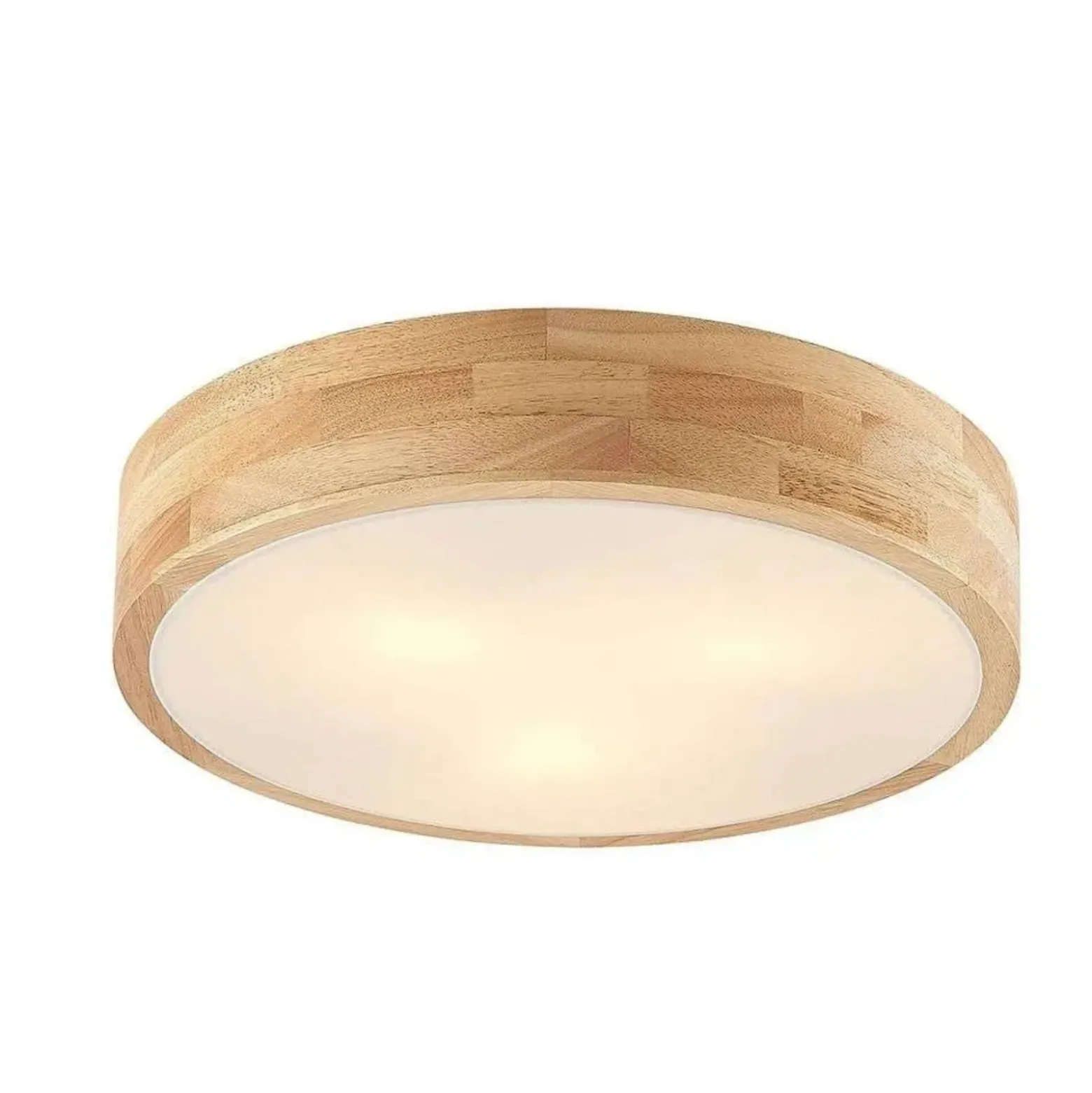 Lámpara de techo Lindby Tanju, Ø 40 cm, 3 luces, madera de caucho, E27