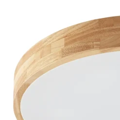 Lámpara de techo Lindby Tanju, Ø 60 cm, 5 luces, madera de caucho, E27