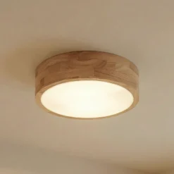 Lámpara de techo Lindby Tanju, Ø 30 cm, 2 luces, madera de caucho, E27