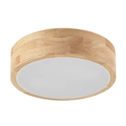 Lámpara de techo Lindby Tanju, Ø 30 cm, 2 luces, madera de caucho, E27