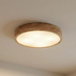Lámpara de techo Lindby Tanju, Ø 50 cm, 4 luces, madera de caucho, E27