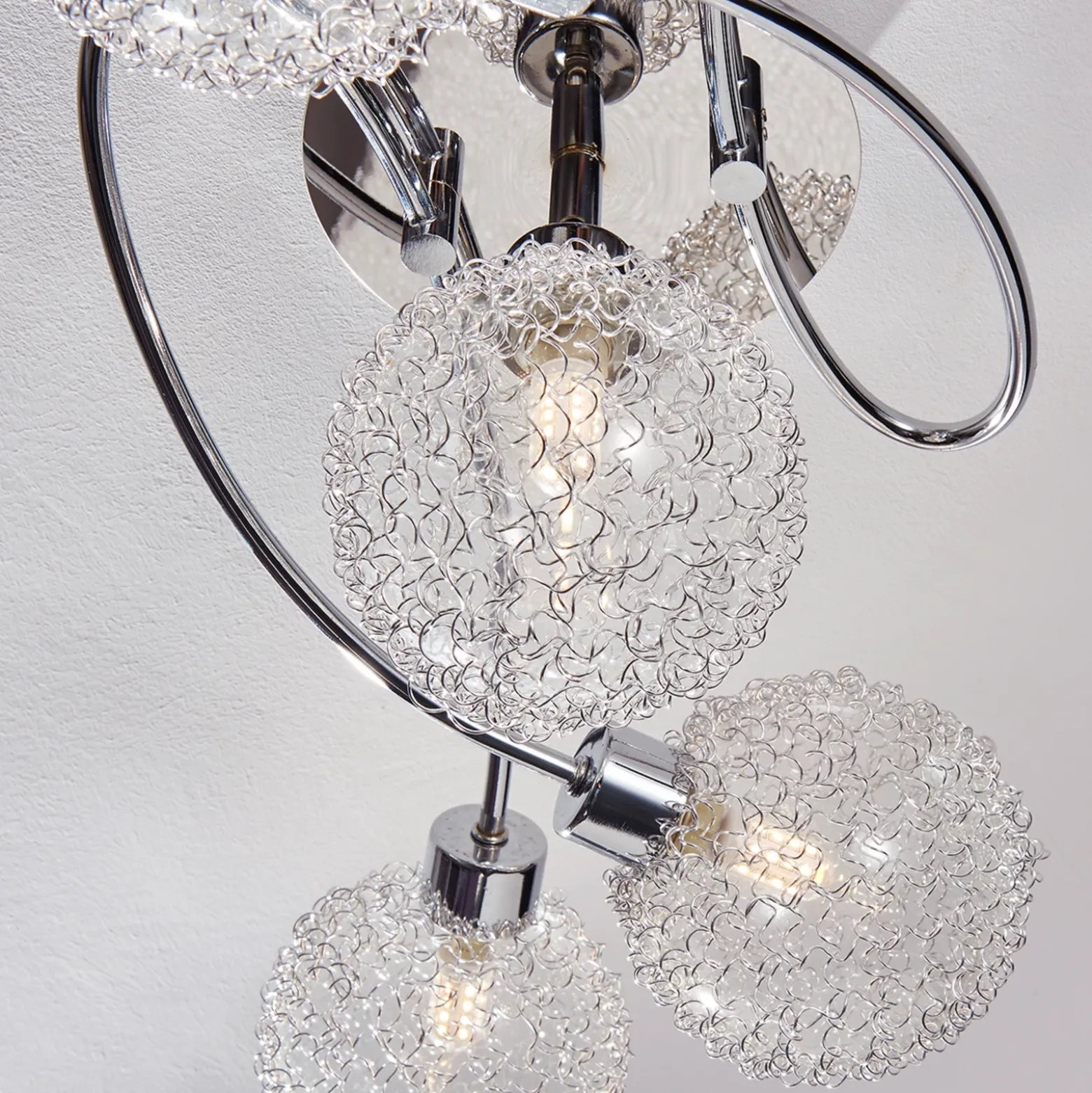 Lámpara de techo Lindby Ticino, 65 cm, 5 luces, metal, cristal