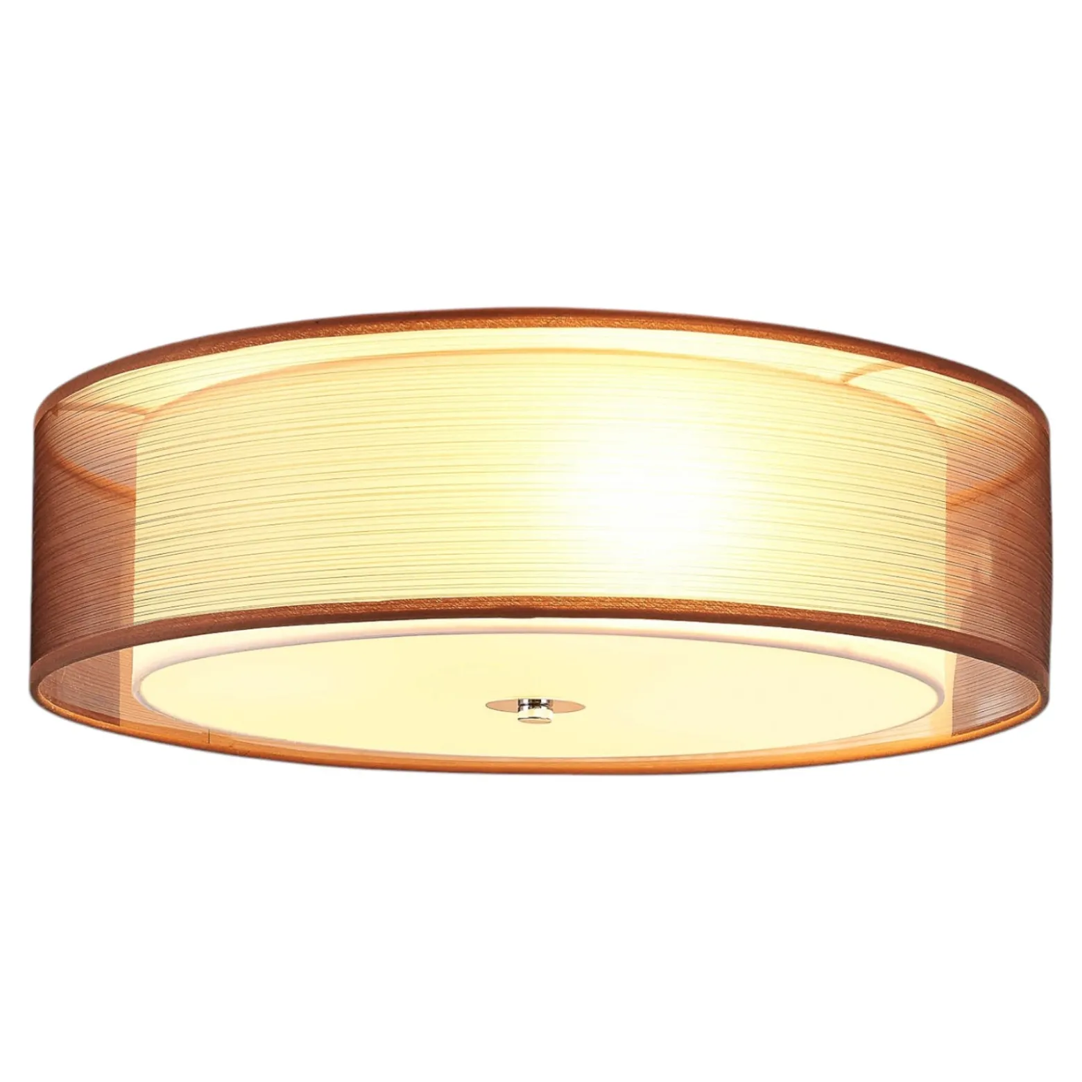 Lámpara de techo Lindby Tobia, marrón, de tela, Ø 50 cm, E27