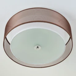 Lámpara de techo Lindby Tobia, marrón, de tela, Ø 50 cm, E27
