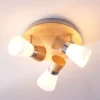 Lámpara de techo Lindby Vivica, Ø 26 cm, cromo/madera, 3 luces