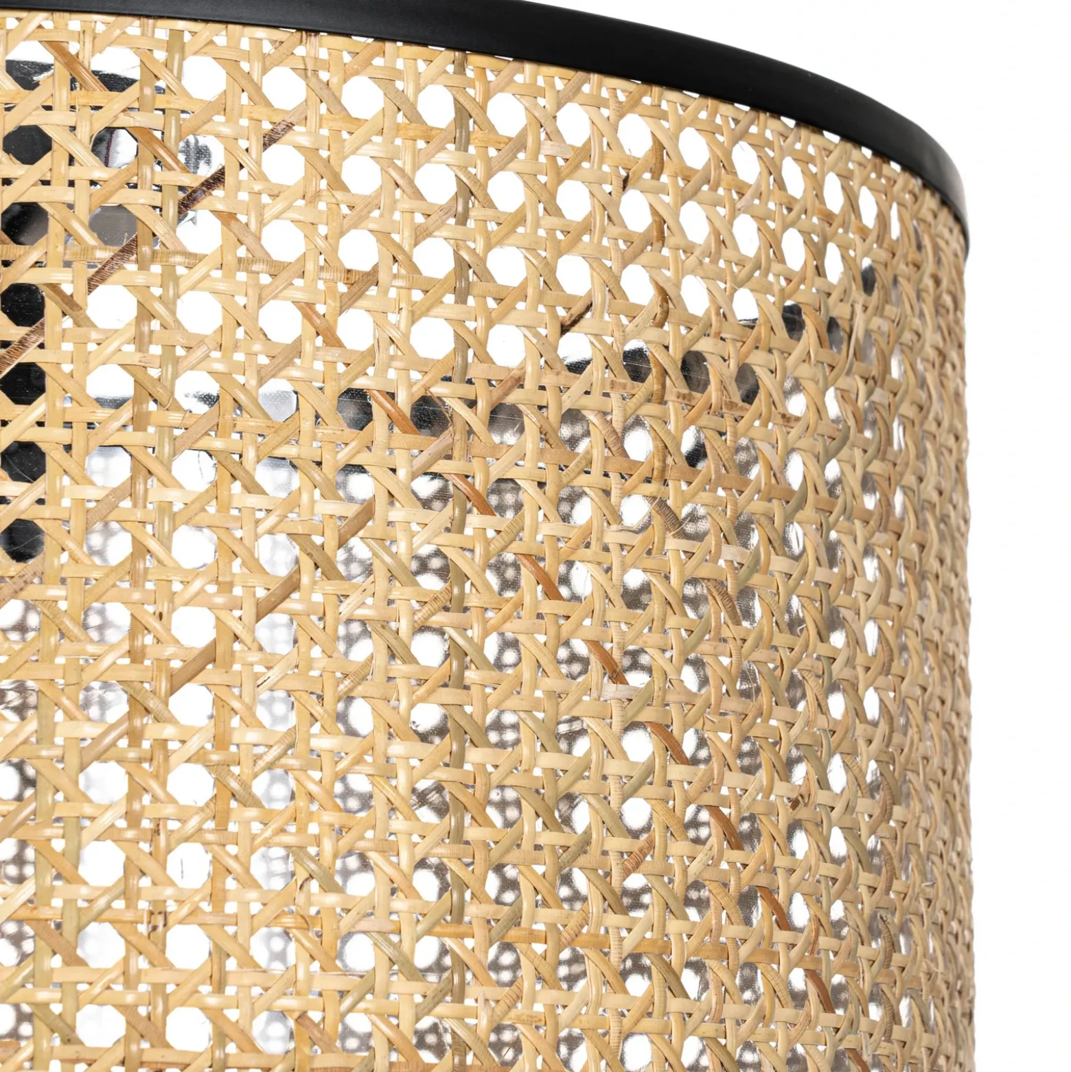 Lámpara de techo Lindby Yaelle, Ø 40 cm, ratán, negro, E27