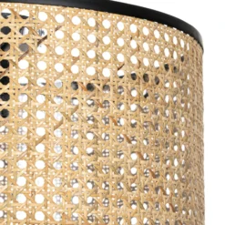 Lámpara de techo Lindby Yaelle, Ø 40 cm, ratán, negro, E27