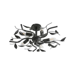 Lámpara de techo Lindby Yos, 5 luces, 58 cm, negro y dorado, E14