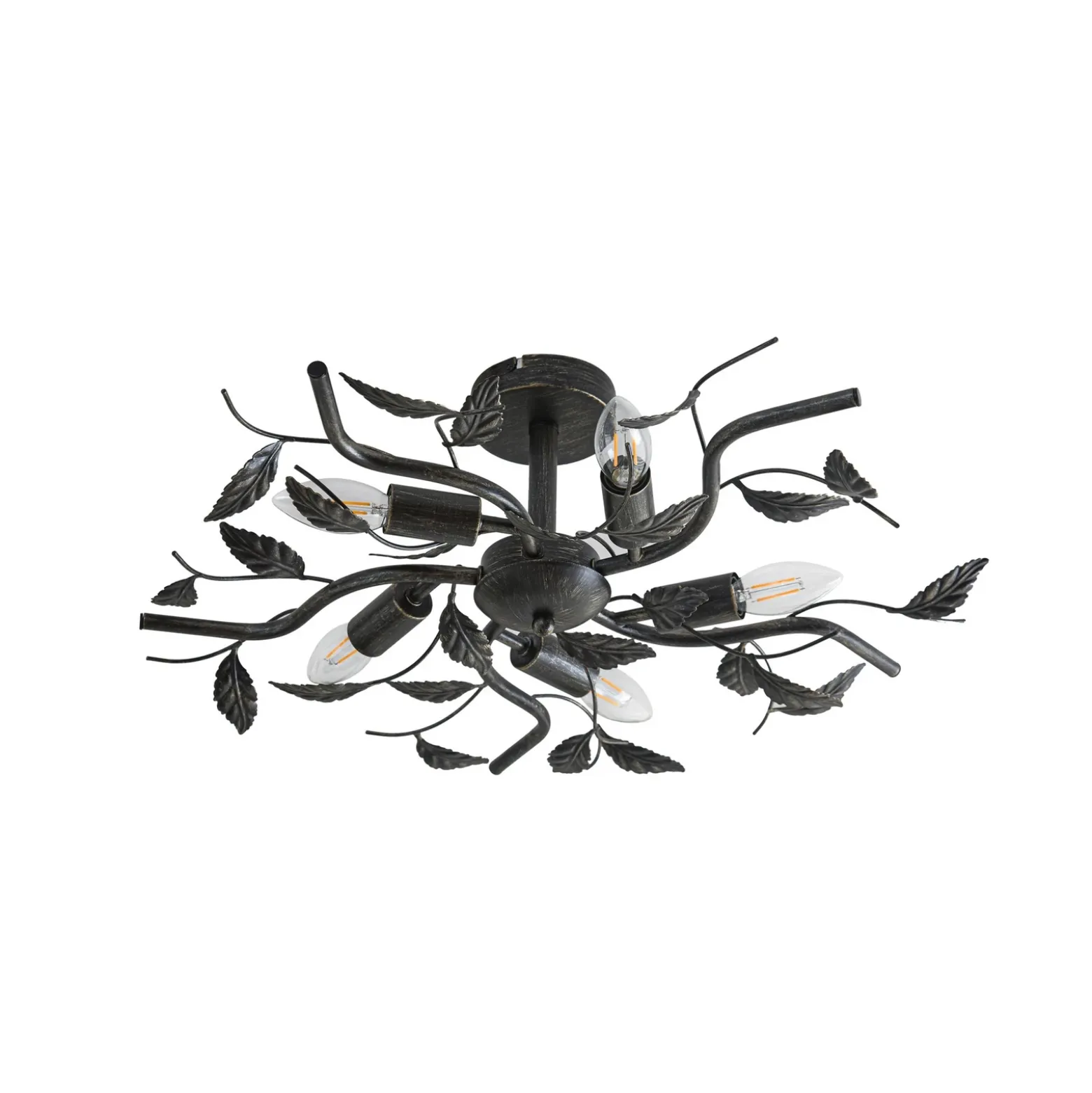 Lámpara de techo Lindby Yos, 5 luces, 58 cm, negro y dorado, E14