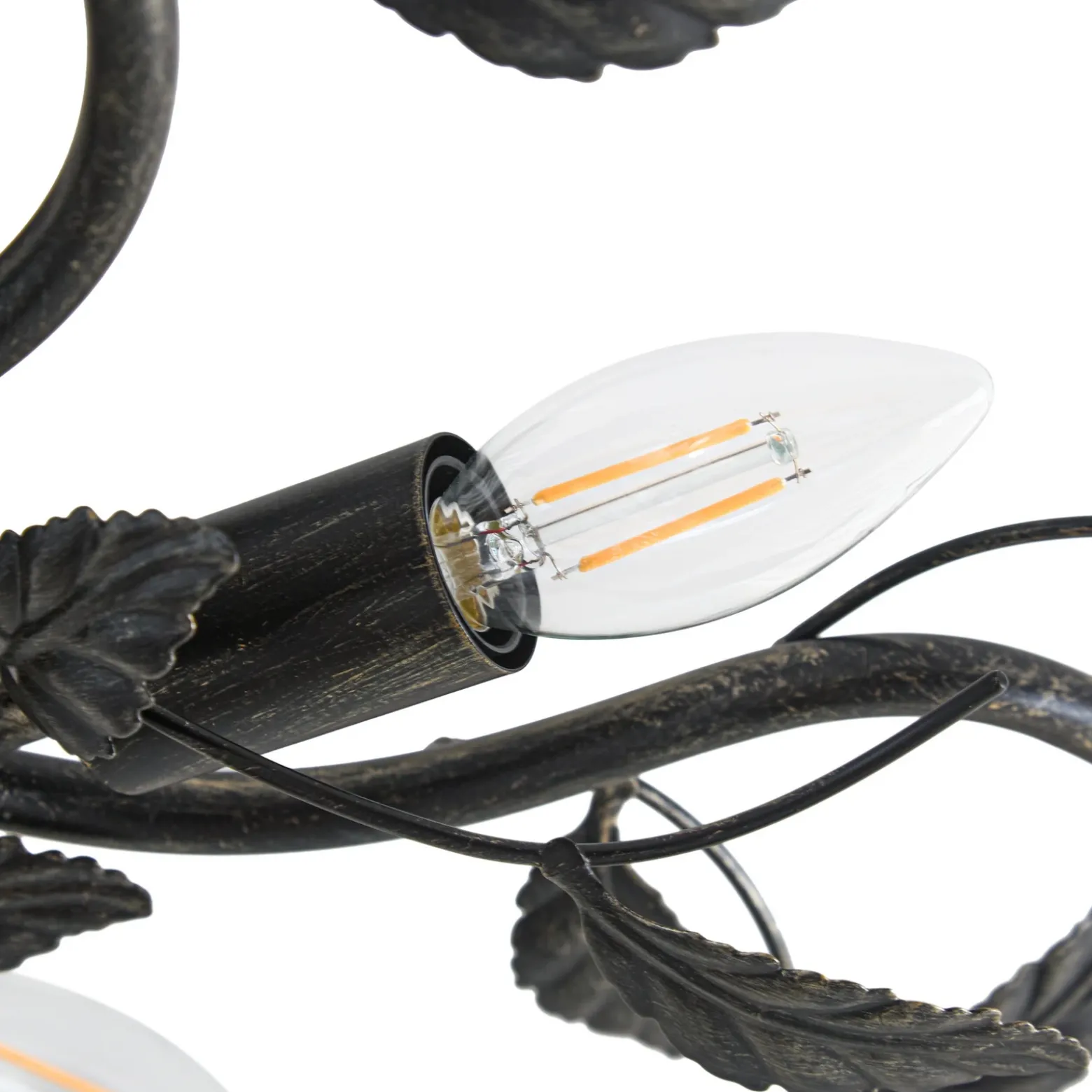 Lámpara de techo Lindby Yos, 5 luces, 58 cm, negro y dorado, E14