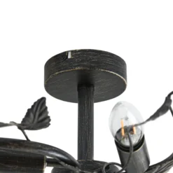 Lámpara de techo Lindby Yos, 5 luces, 58 cm, negro y dorado, E14