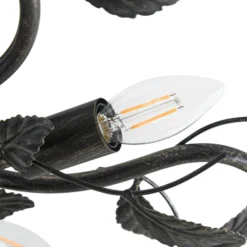 Lámpara de techo Lindby Yos, 5 luces, 58 cm, negro y dorado, E14