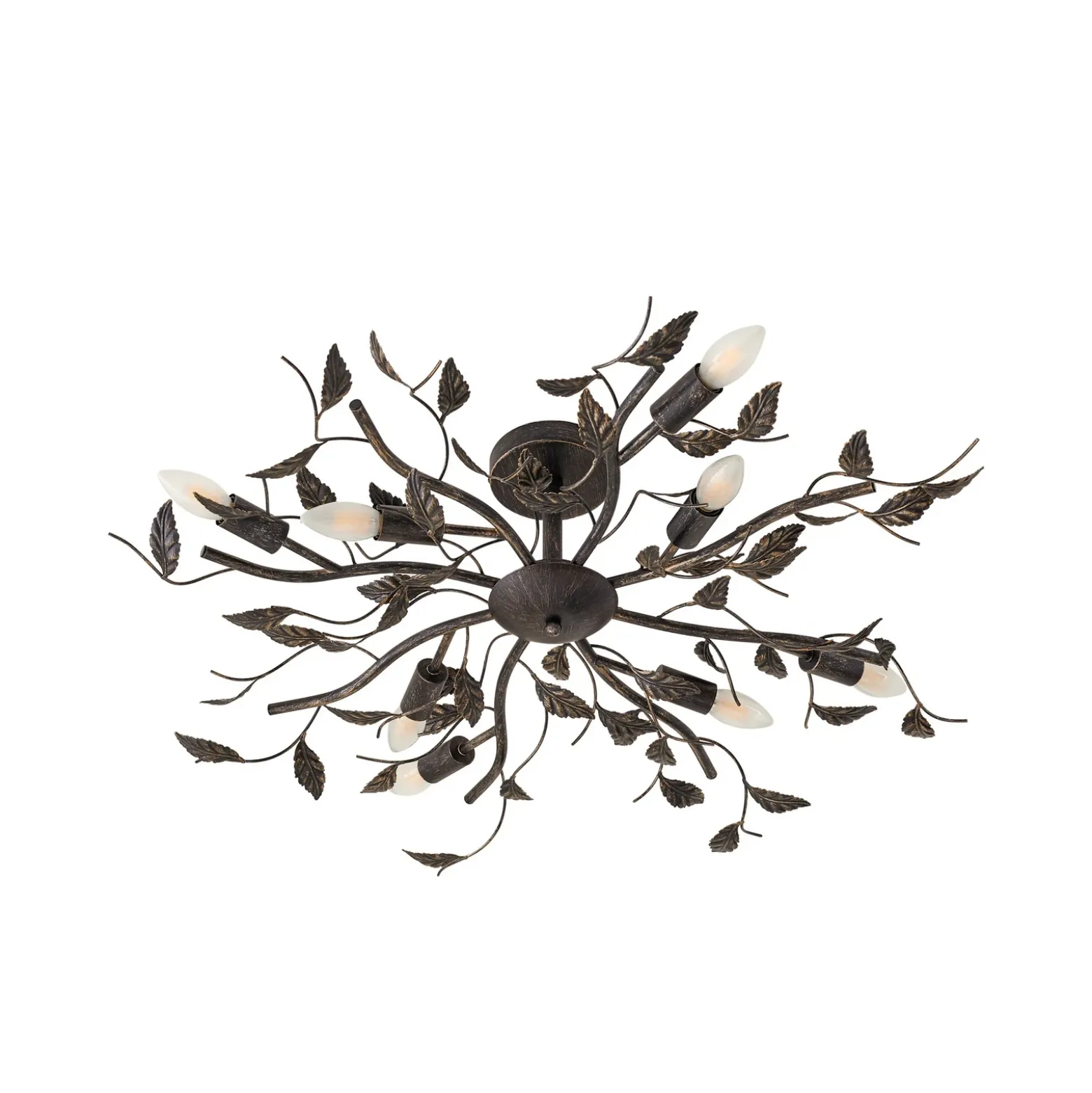 Lámpara de techo Lindby Yos, 8 luces, 85 cm, negro y dorado, E14
