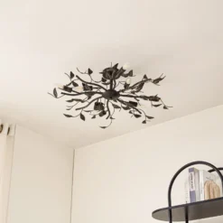 Lámpara de techo Lindby Yos, 8 luces, 85 cm, negro y dorado, E14