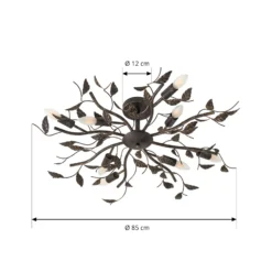 Lámpara de techo Lindby Yos, 8 luces, 85 cm, negro y dorado, E14