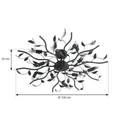 Lámpara de techo Lindby Yos, 10 luces, 95 cm, negro y dorado, E14