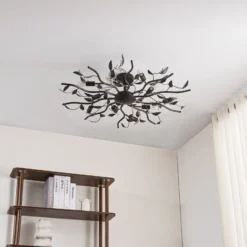 Lámpara de techo Lindby Yos, 10 luces, 95 cm, negro y dorado, E14