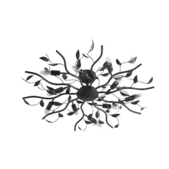 Lámpara de techo Lindby Yos, 10 luces, 95 cm, negro y dorado, E14
