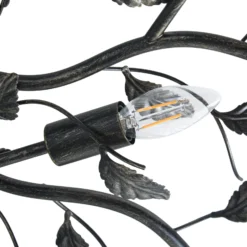 Lámpara de techo Lindby Yos, 10 luces, 95 cm, negro y dorado, E14