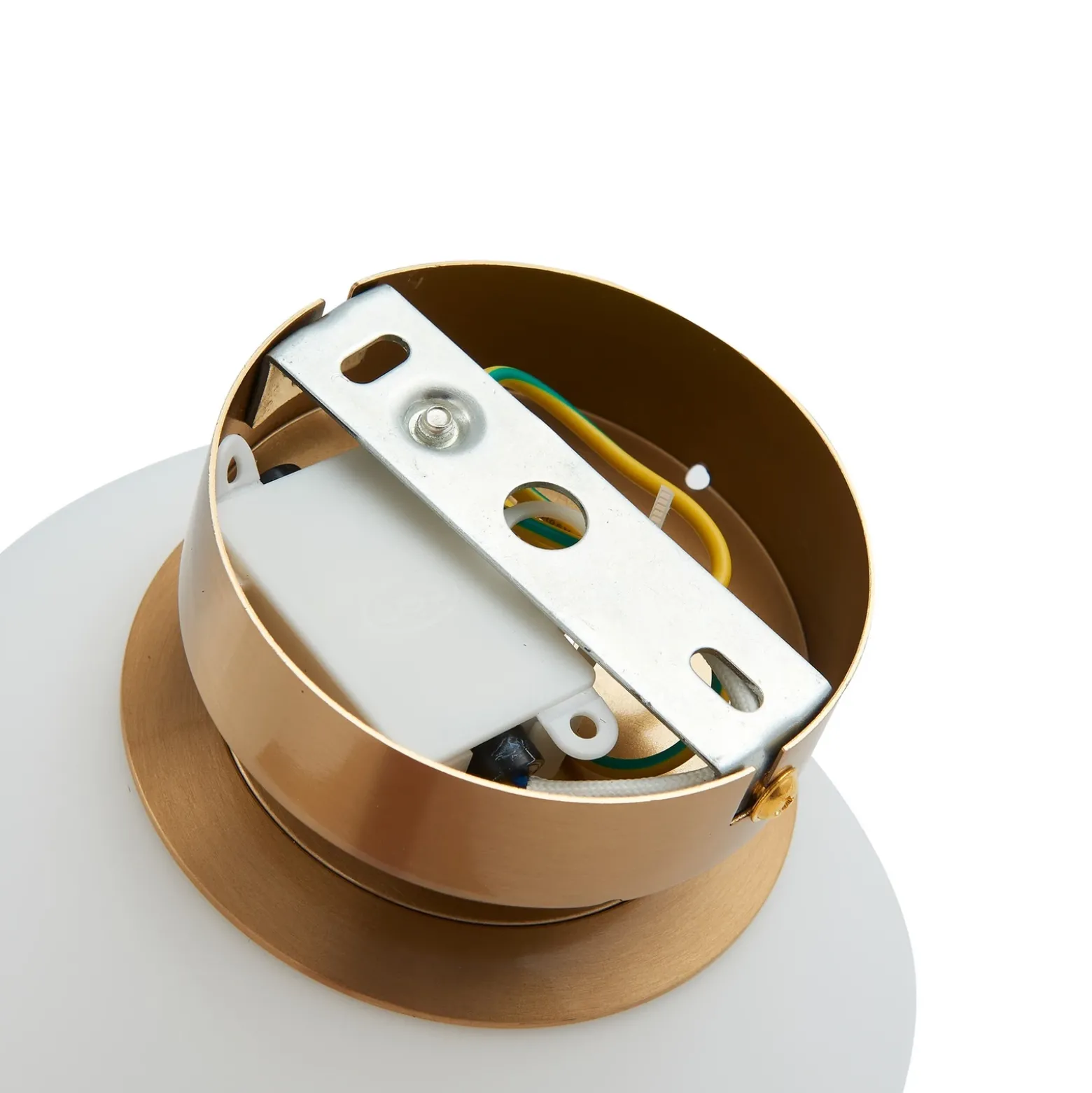 Lámpara de techo Lucande Bidolo, color latón, cristal, 15 cm, IP44