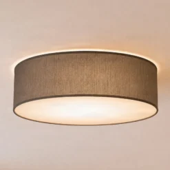 Lámpara de techo Marshall, gris, Ø 50 cm, metal/ratán