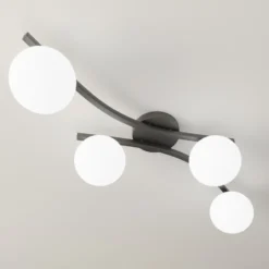Lámpara de techo OPUS, longitud 85 cm, opal, longitud 84 cm, 4 luces.