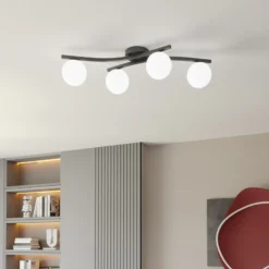 Lámpara de techo OPUS, longitud 85 cm, opal, longitud 84 cm, 4 luces.