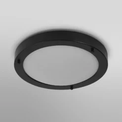 Lámpara de techo OSRAM BATHROOM, negra, Ø 31 cm, metal/vidrio, IP44