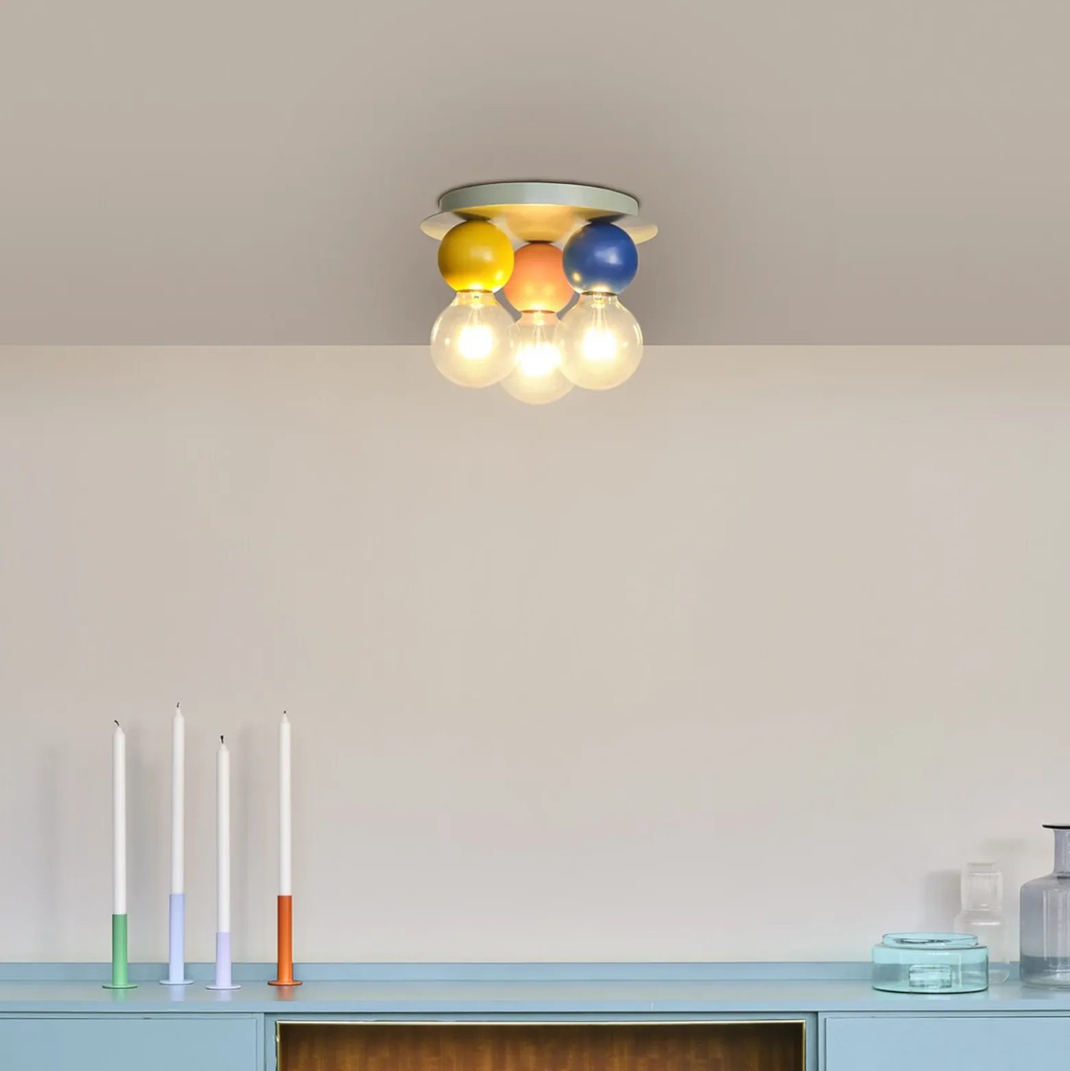 Lámpara de techo OSRAM Decor Bubble, 3 luces, acero, multicolor, E27