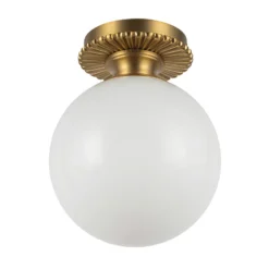Lámpara de techo Otis, color dorado/ópal, Ø 20 cm, cristal, IP44, E27