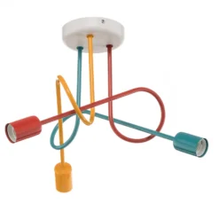 Lámpara de techo Oxford 3 luces naranja/rojo/turquesa