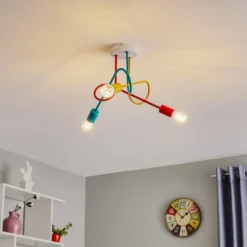 Lámpara de techo Oxford 3 luces naranja/rojo/turquesa