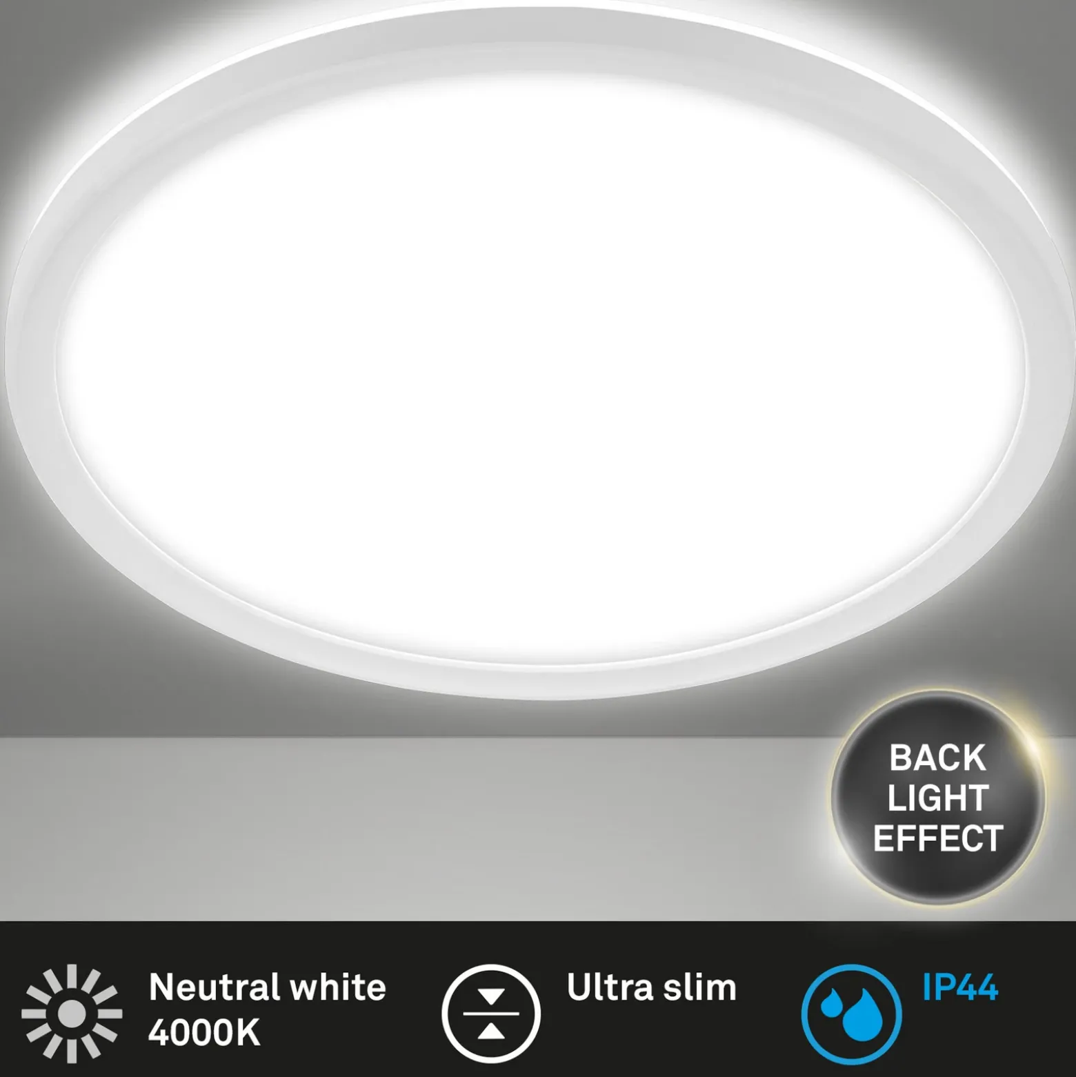 Lámpara de techo para baño LED Slim Drip, blanca, Ø 42 cm