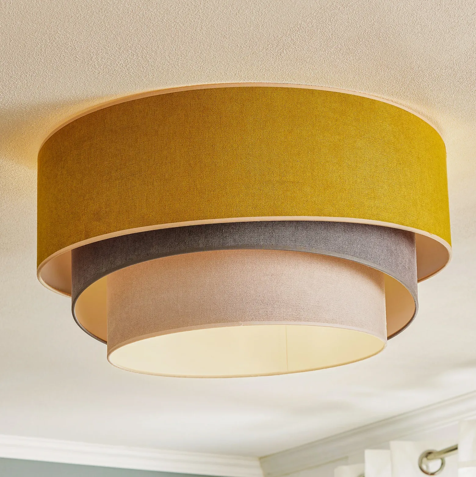 Lámpara de techo Pastell Trio Ø 60 cm mostaza/gris/gris claro