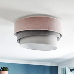 Lámpara de techo Pastell Trio Ø 45 cm rosa/gris/gris claro