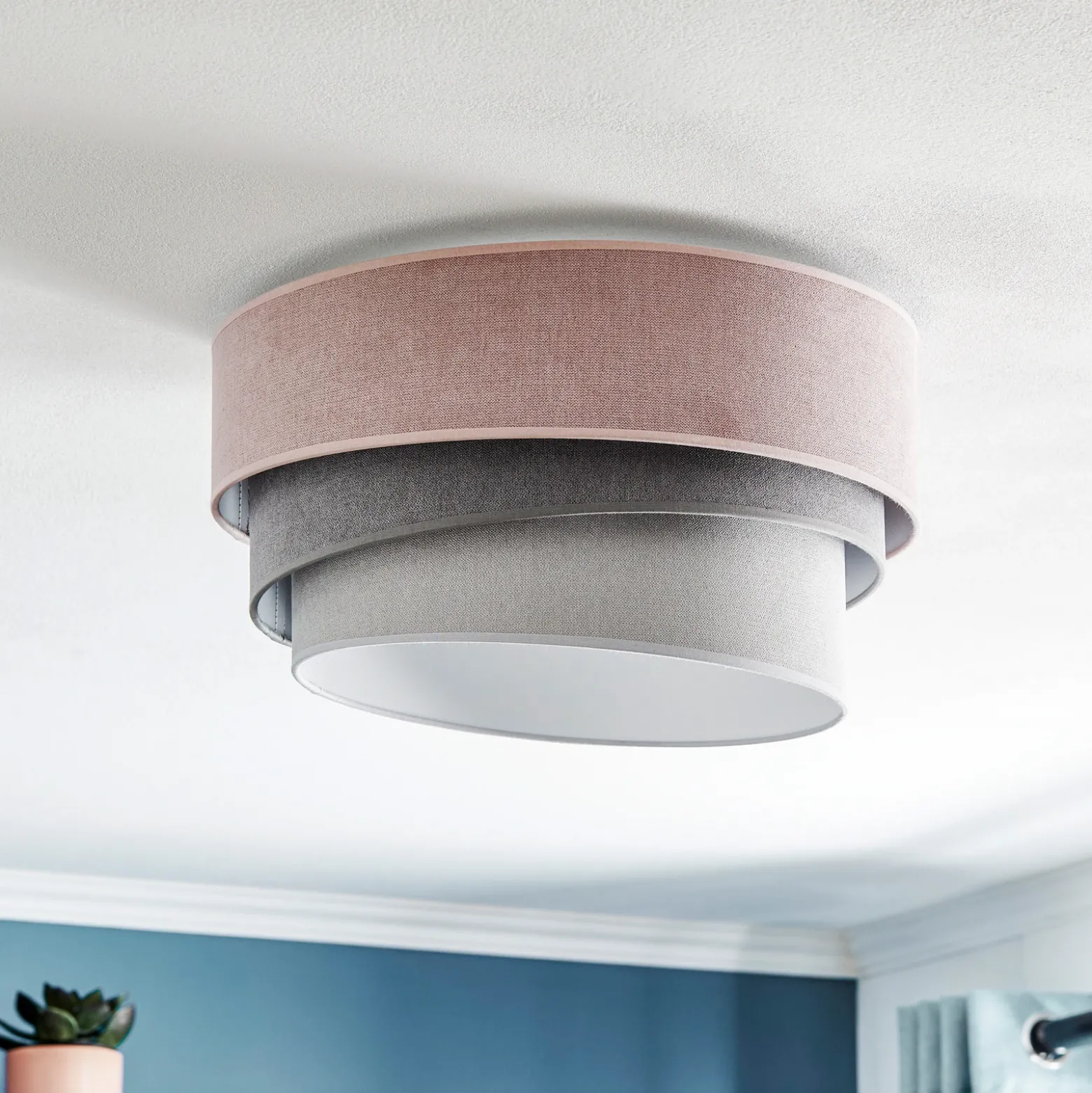 Lámpara de techo Pastell Trio Ø 45 cm rosa/gris/gris claro