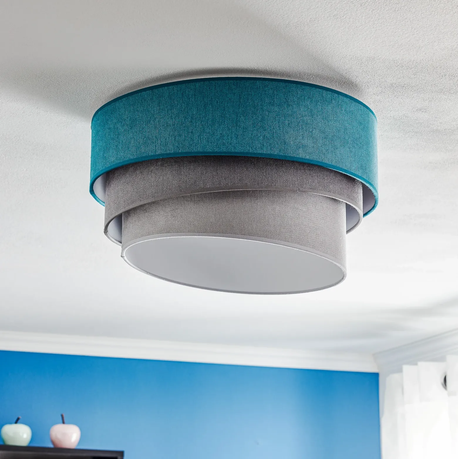 Lámpara de techo Pastell Trio 45 cm turquesa/gris/gris claro