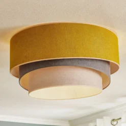 Lámpara de techo Pastell Trio Ø 60 cm mostaza/gris/gris claro