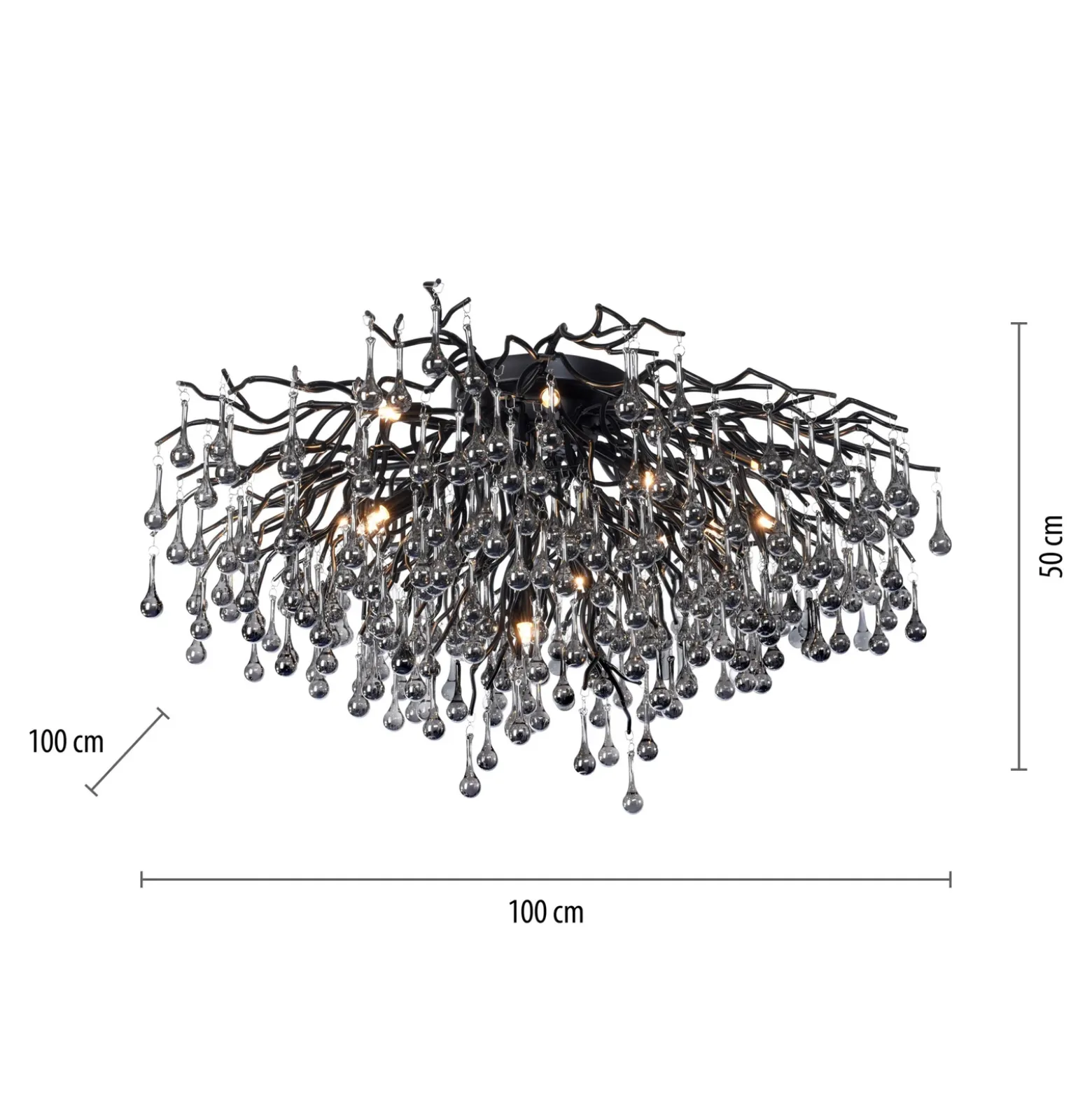 Lámpara de techo Paul Neuhaus Icicle, 14 luces, negra