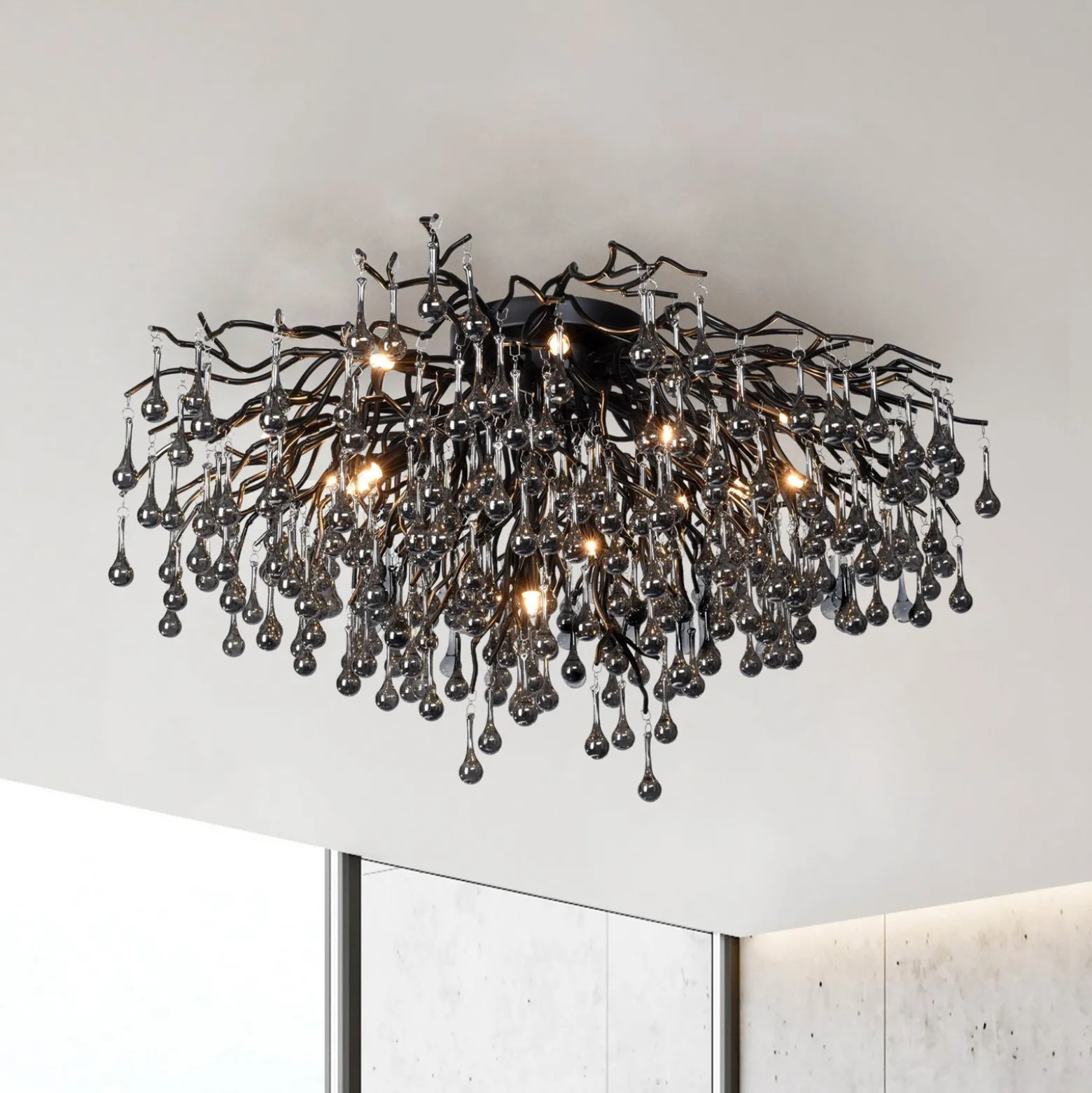 Lámpara de techo Paul Neuhaus Icicle, 14 luces, negra