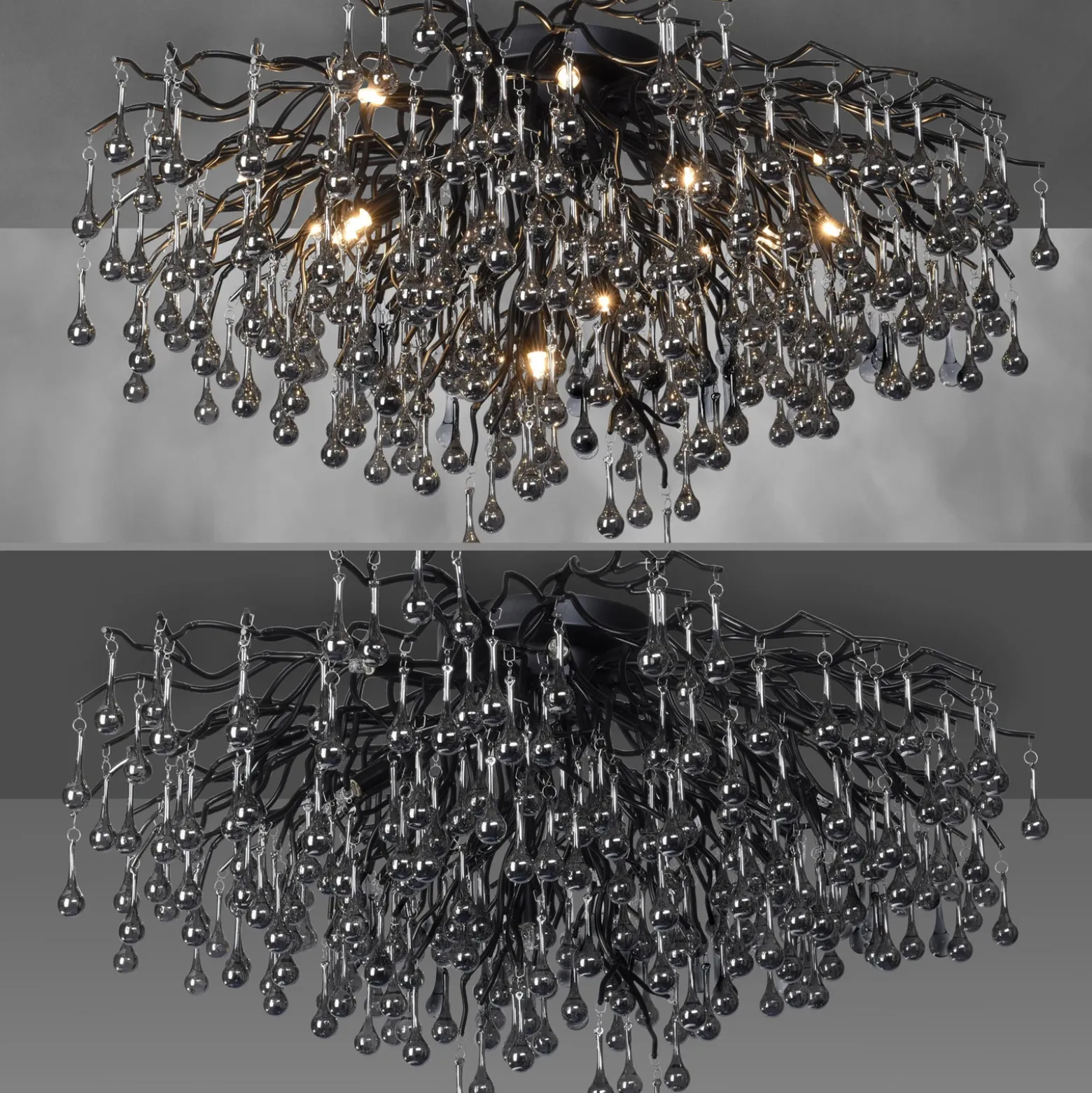 Lámpara de techo Paul Neuhaus Icicle, 14 luces, negra