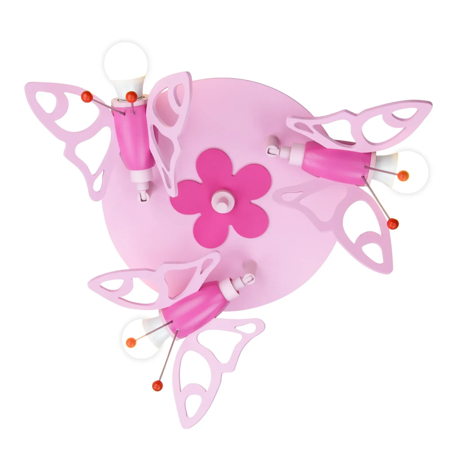Lámpara de techo Polilla para las niñas, 3 luces