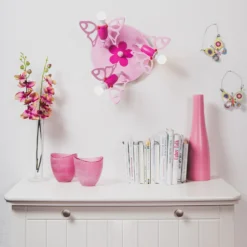 Lámpara de techo Polilla para las niñas, 3 luces
