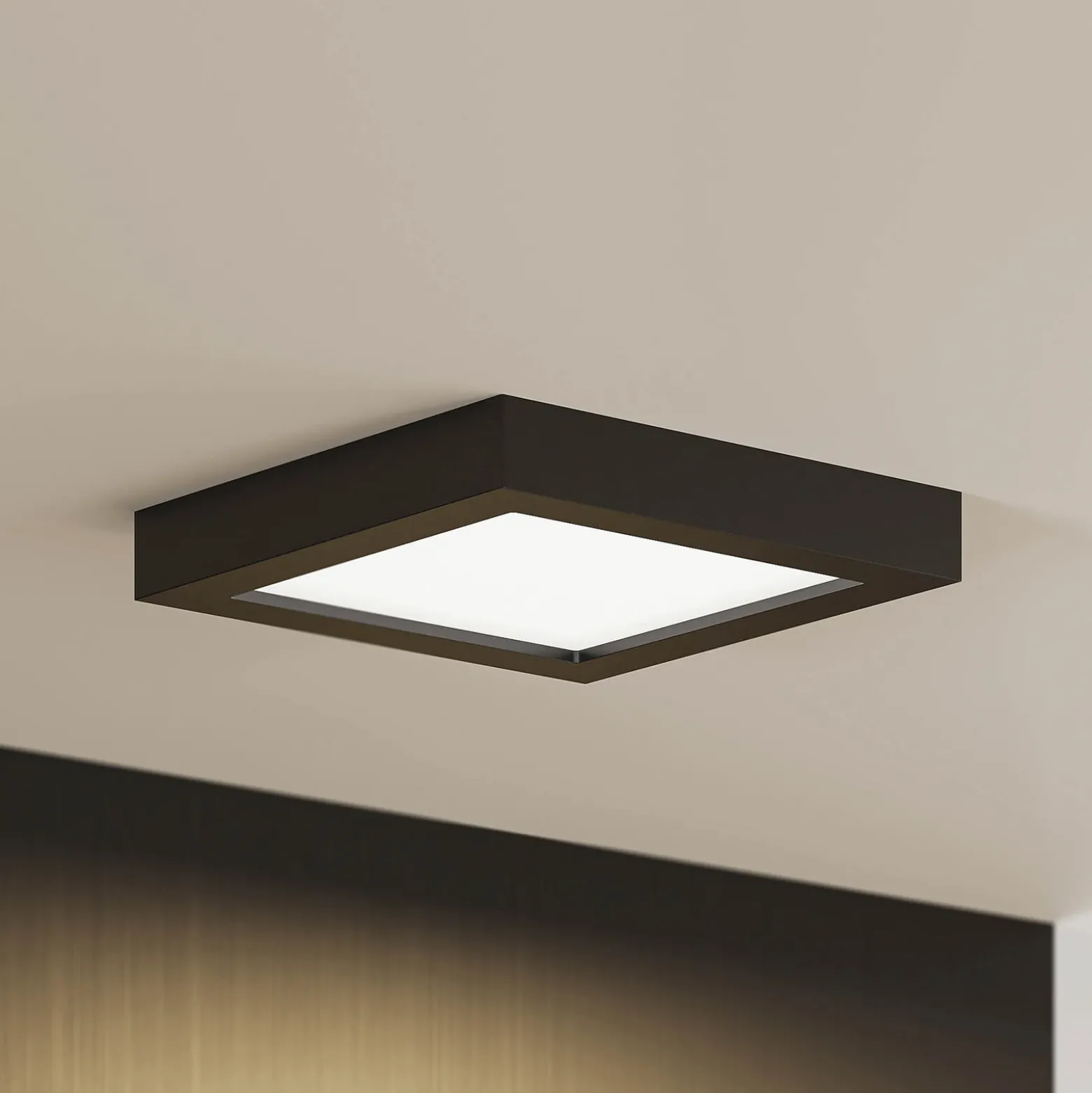 Lámpara de techo Prios LED Alette, negra, 18 W, CCT, atenuable