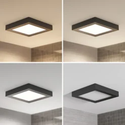 Lámpara de techo Prios LED Alette, negra, 24 W, CCT, atenuable