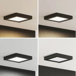 Lámpara de techo Prios LED Alette, negra, 18 W, CCT, atenuable