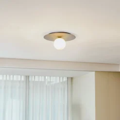 Lámpara de techo solar, negro/ópalo, 1 luz