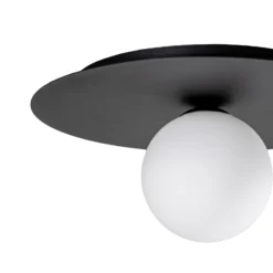 Lámpara de techo solar, negro/ópalo, 1 luz